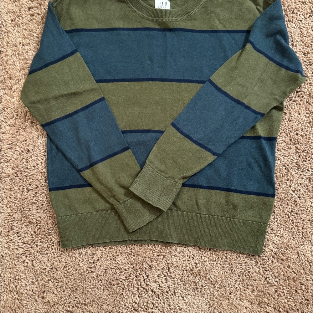GAP Green and Blue Crewneck Sweater with Stripes